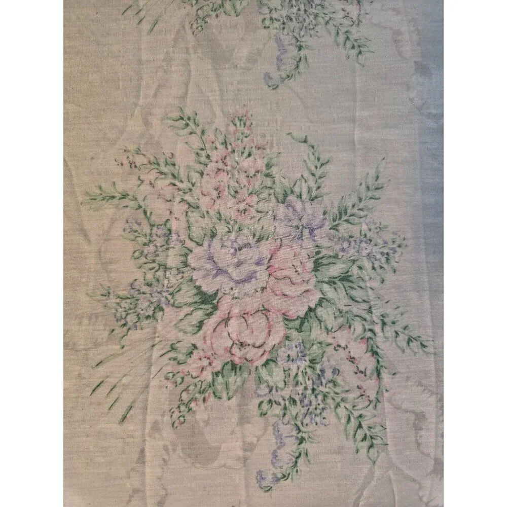 Vintage 60s 70s Pastel Spring Floral Cotton Sheet Bloomcore Cottagecore